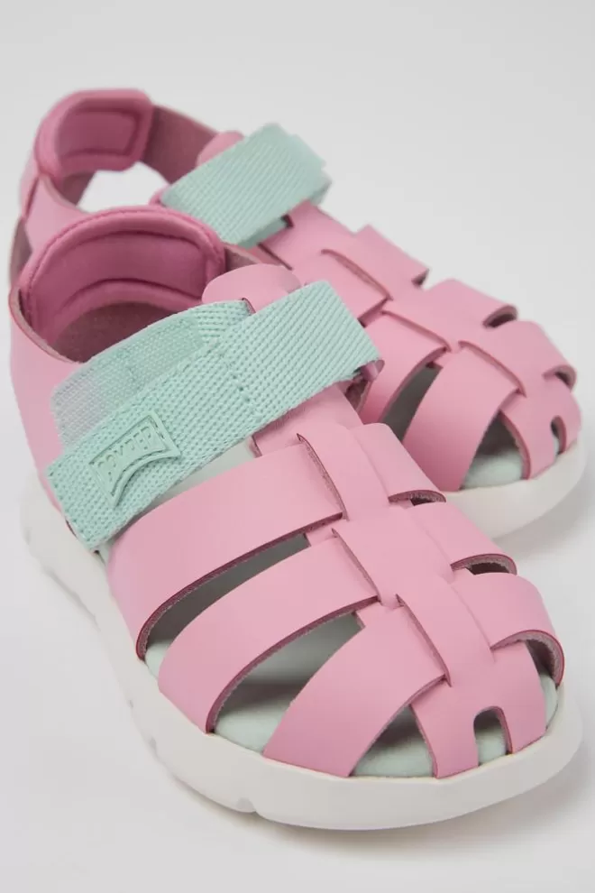 Sandalias<Camper Sandalia De Piel Y Tejido Rosa