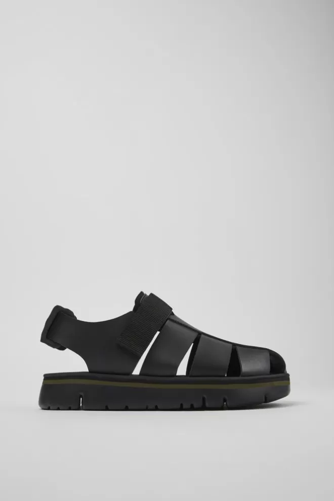 Sandalias<Camper Sandalia De Piel/Tejido Negra Para Hombre