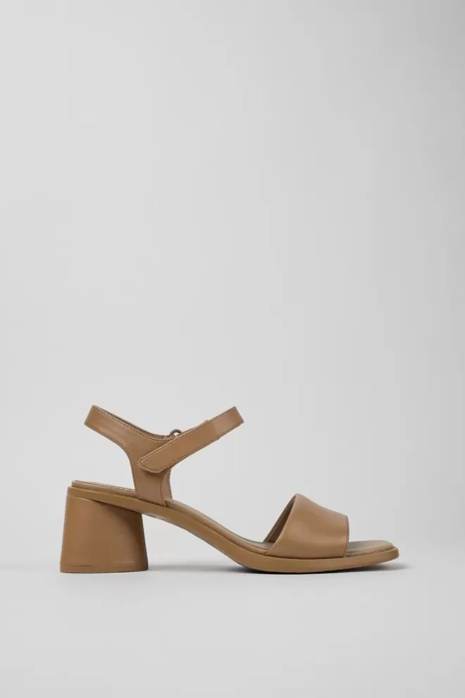 Sandalias<Camper Sandalia De Tacon De Piel Marron Para Mujer