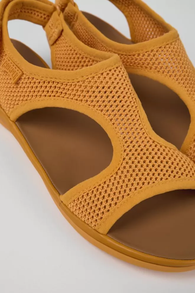 Sandalias<Camper Sandalia De Tejido/Piel Naranja Para Mujer