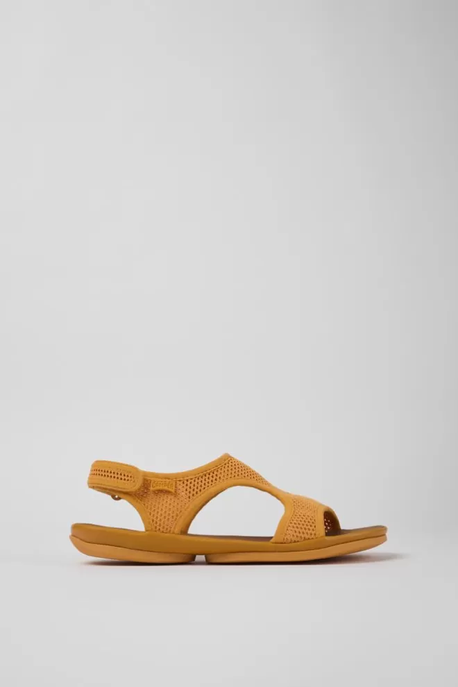 Sandalias<Camper Sandalia De Tejido/Piel Naranja Para Mujer