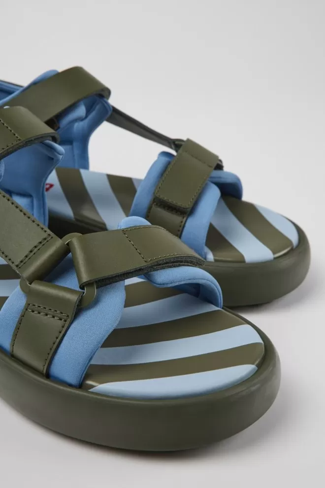Sandalias<Camper Sandalia Verde Y Azul De Tejido Y Piel Para Hombre