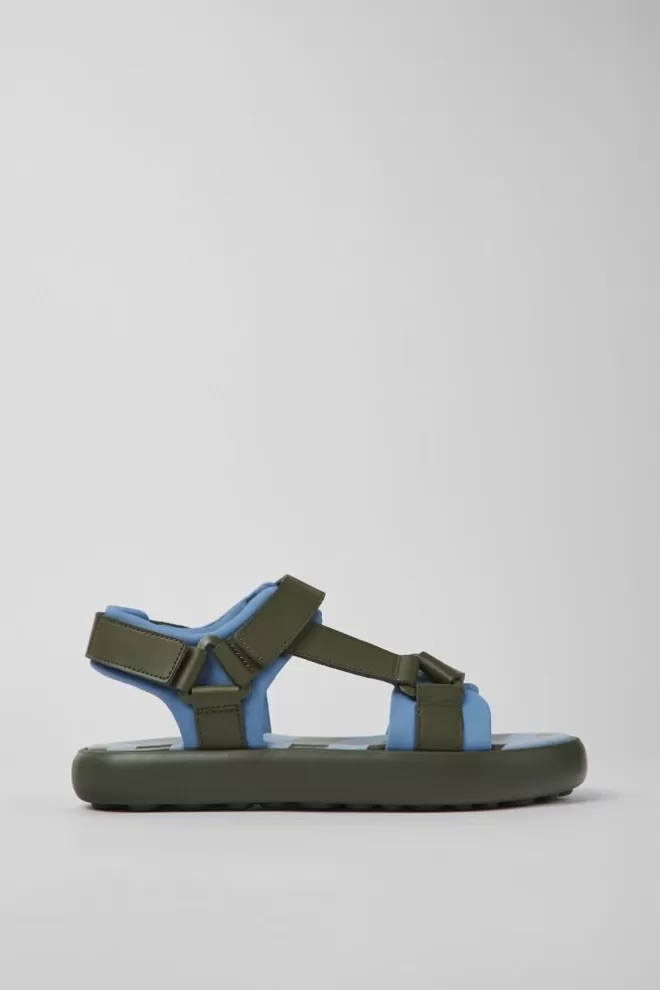 Sandalias<Camper Sandalia Verde Y Azul De Tejido Y Piel Para Hombre