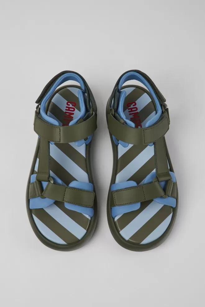 Sandalias<Camper Sandalia Verde Y Azul De Tejido Y Piel Para Hombre