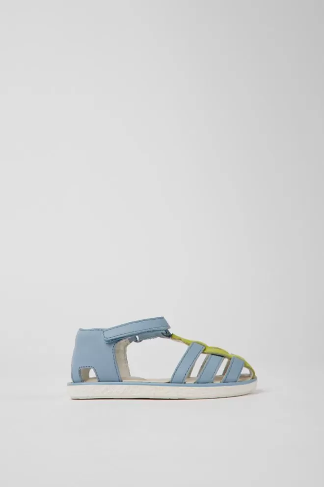 Sandalias<Camper Sandalias Azules Y Verdes De Piel Para Ninos