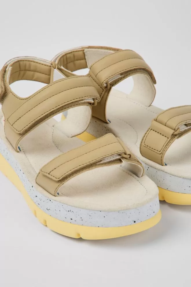 Sandalias<Camper Sandalias Beige De Piel Para Mujer