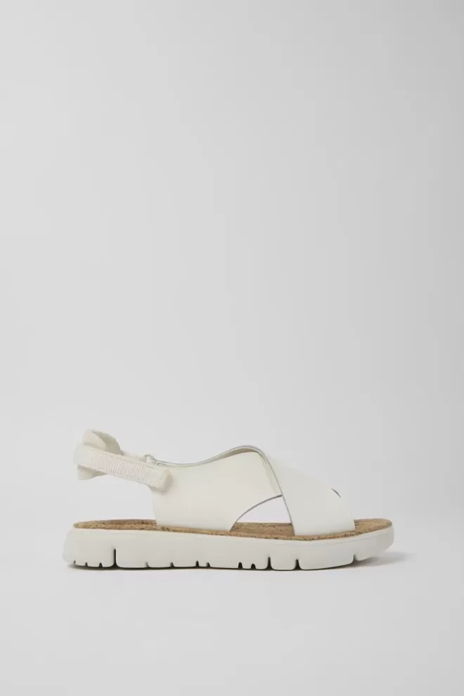 Sandalias<Camper Sandalias Blancas De Piel Y Tejido Para Mujer