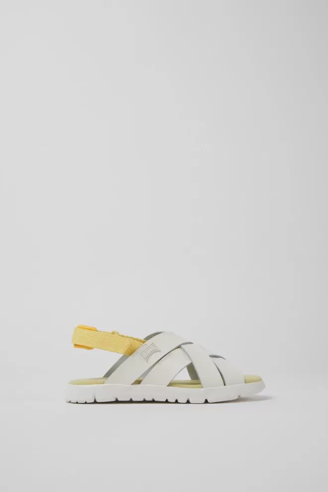 Sandalias<Camper Sandalias Blancas De Piel Y Tejido Para Ninos