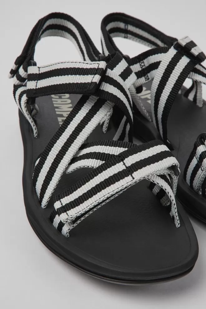 Sandalias<Camper Sandalias Blancas Y Negras De Tejido Para Hombre