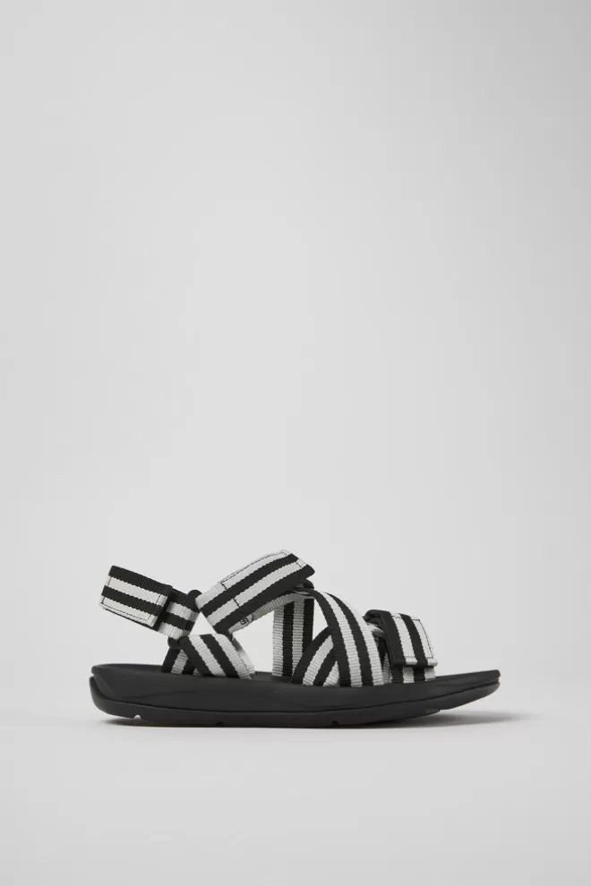 Sandalias<Camper Sandalias Blancas Y Negras De Tejido Para Mujer