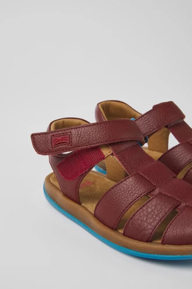 Sandalias<Camper Sandalias Burdeos De Piel Para Ninos