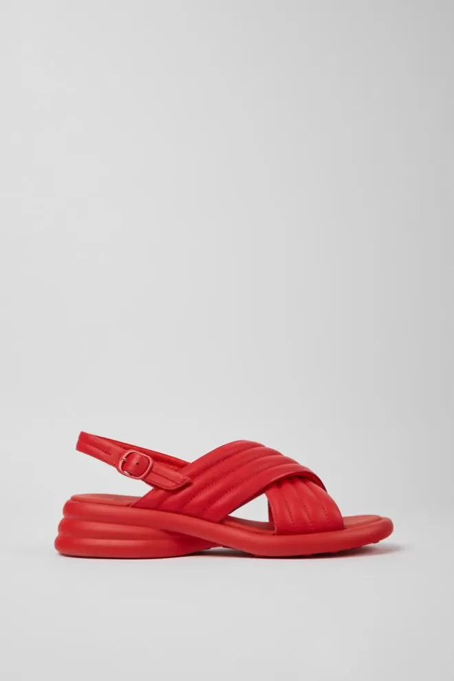 Sandalias<Camper Sandalias De Piel Rojas Para Mujer