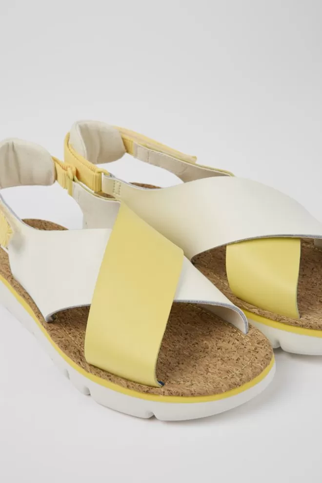 Sandalias<Camper Sandalias De Piel Y Tejido Para Mujer