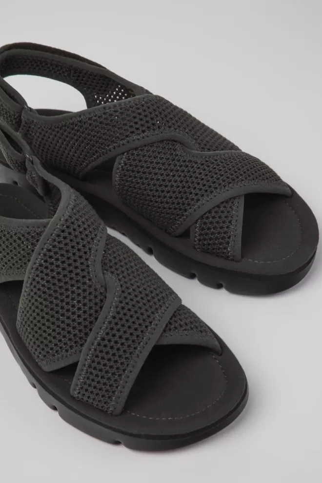 Sandalias<Camper Sandalias Gris Oscuro De Tejido Para Mujer