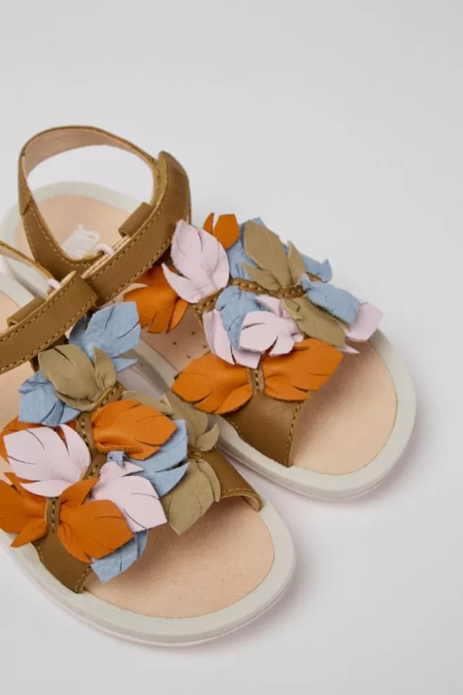 Sandalias<Camper Sandalias Marrones De Piel Para Nina