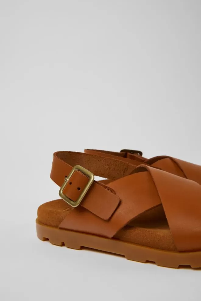 Sandalias<Camper Sandalias Marrones De Piel Para Ninos