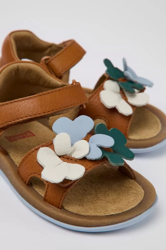 Sandalias<Camper Sandalias Marrones De Piel Para Ninos