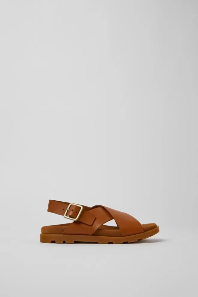 Sandalias<Camper Sandalias Marrones De Piel Para Ninos