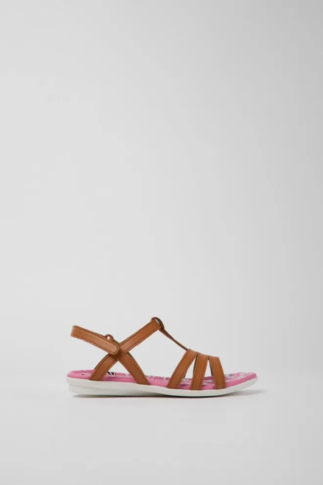 Sandalias<Camper Sandalias Marrones De Piel Para Ninos