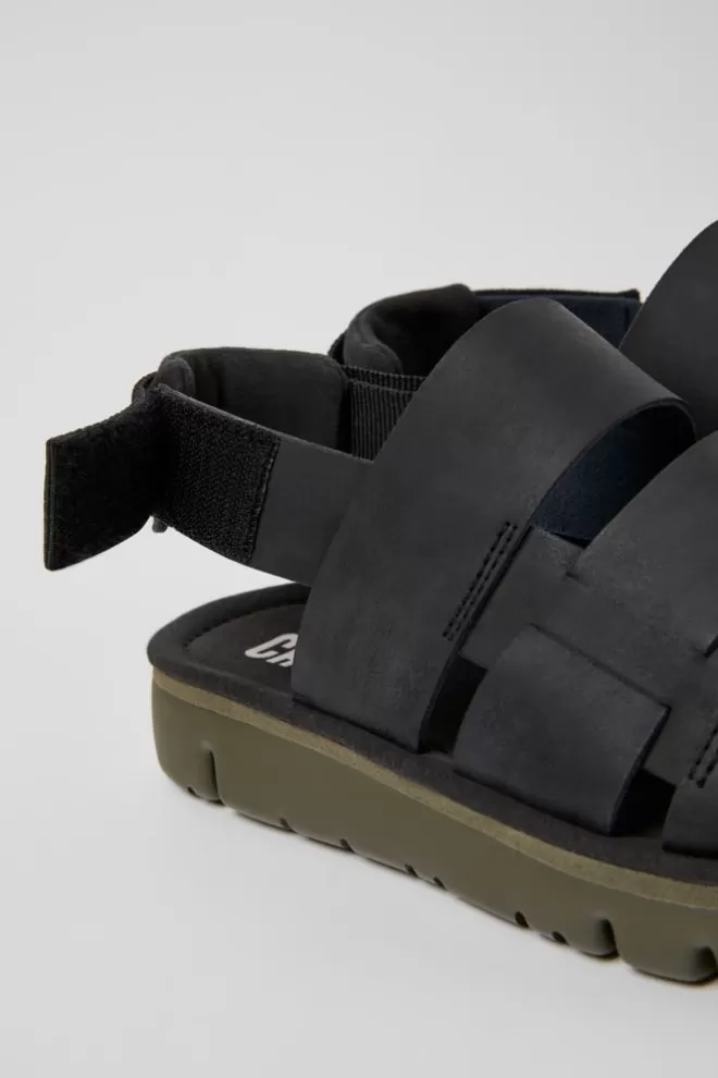 Sandalias<Camper Sandalias Negras De Piel Y Tejido Para Hombre