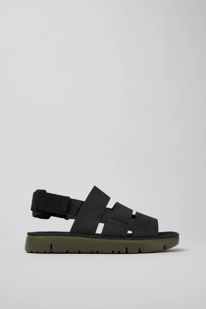 Sandalias<Camper Sandalias Negras De Piel Y Tejido Para Hombre