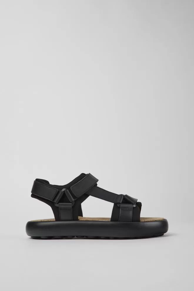 Sandalias<Camper Sandalias Negras De Piel Y Tejido Para Hombre