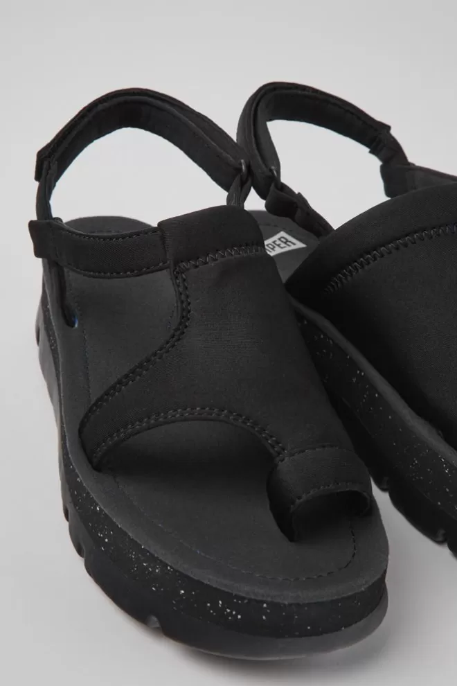 Sandalias<Camper Sandalias Negras De Tejido Para Mujer