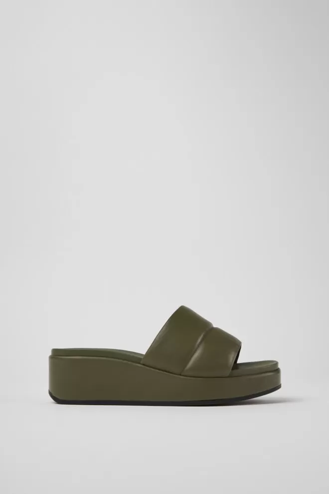 Sandalias<Camper Sandalias Verdes De Piel Para Mujer