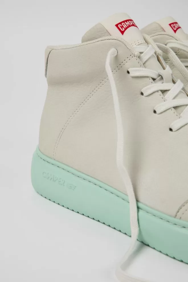 Zapatillas<Camper Sneaker Alta De Piel Blanca Para Hombre