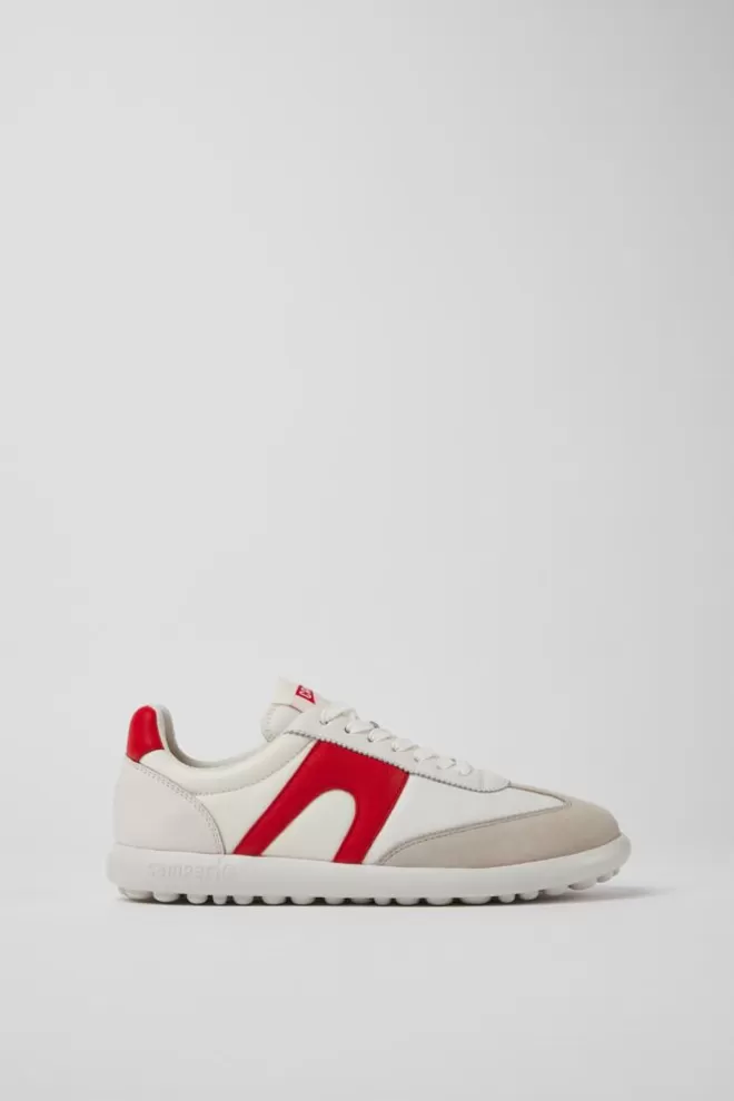 Zapatillas<Camper Sneaker Blanca Y Roja De Piel Y Tejido Para Mujer
