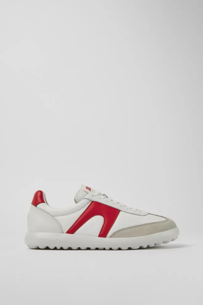 Zapatillas<Camper Sneaker Blanca Y Roja De Tejido Y Piel Para Hombre