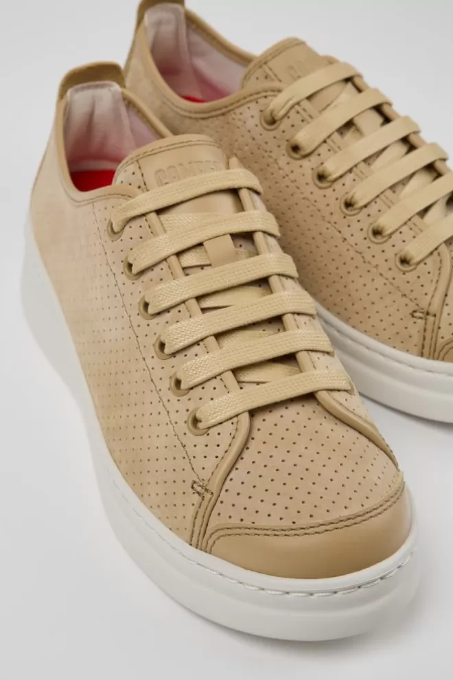 Zapatillas<Camper Sneaker De Nobuk/Piel Beige Para Mujer