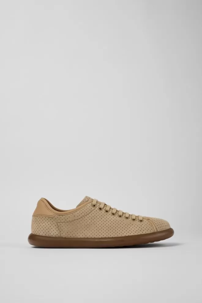 Zapatillas<Camper Sneaker De Nobuk/Piel Beige Para Mujer