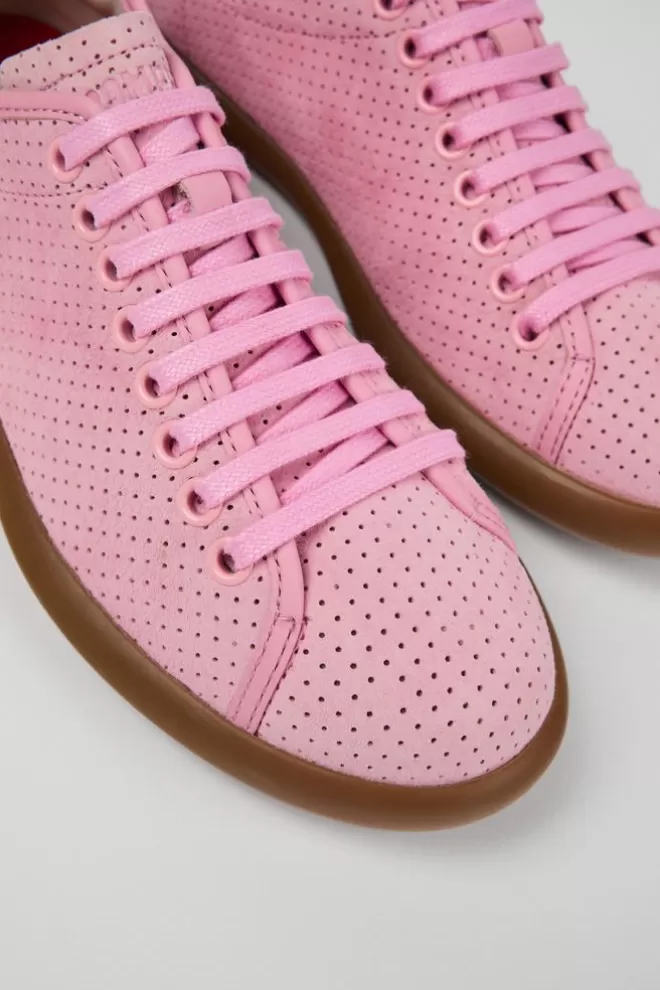 Zapatillas<Camper Sneaker De Nobuk/Piel Rosa Para Mujer