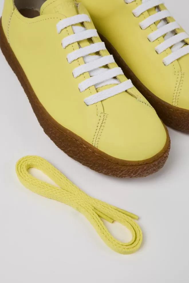 Zapatillas<Camper Sneaker De Piel Amarilla Para Mujer