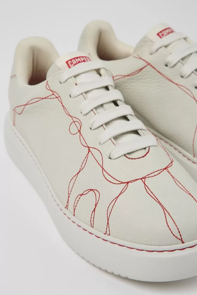 Zapatillas<Camper Sneaker De Piel Blanca Para Hombre