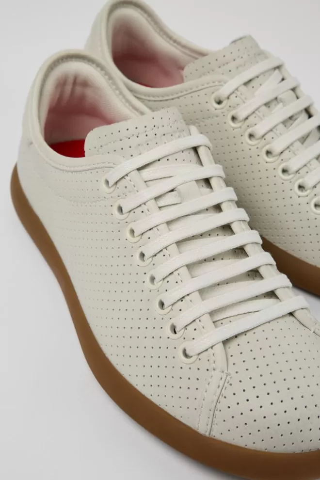 Zapatillas<Camper Sneaker De Piel Blanca Para Mujer