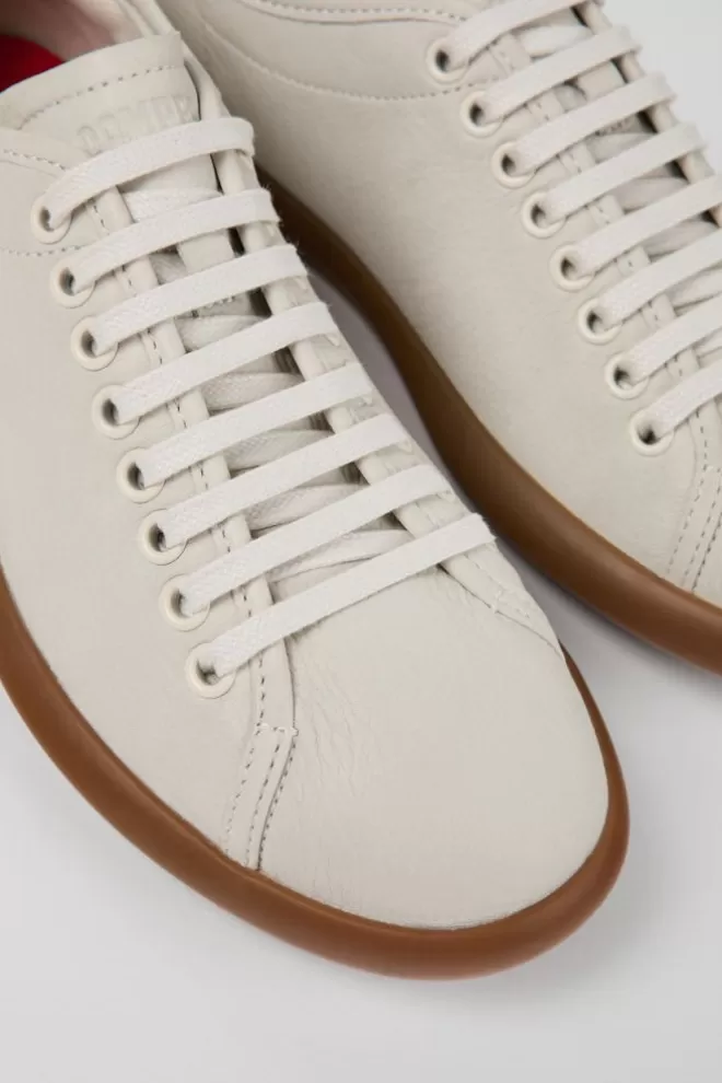 Zapatillas<Camper Sneaker De Piel Blanca Para Mujer