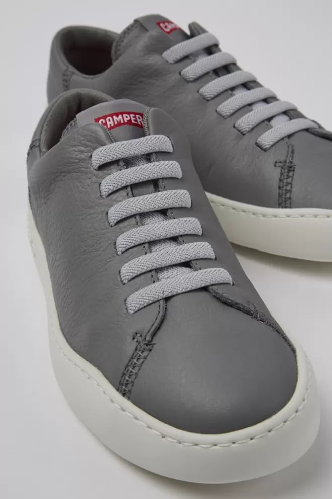 Zapatillas<Camper Sneaker De Piel Gris Para Mujer