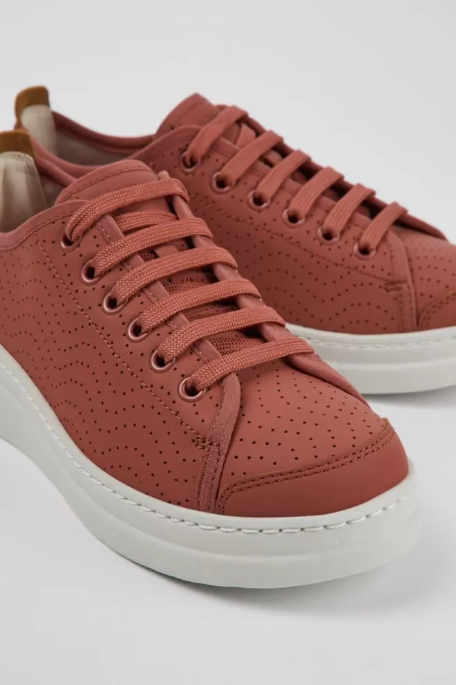 Zapatillas<Camper Sneaker De Piel Roja Para Mujer