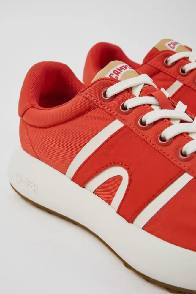 Zapatillas<Camper Sneaker De Tejido Roja Para Mujer