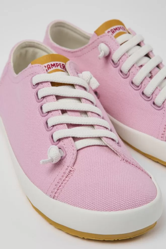 Zapatillas<Camper Sneaker De Tejido Rosa Para Mujer