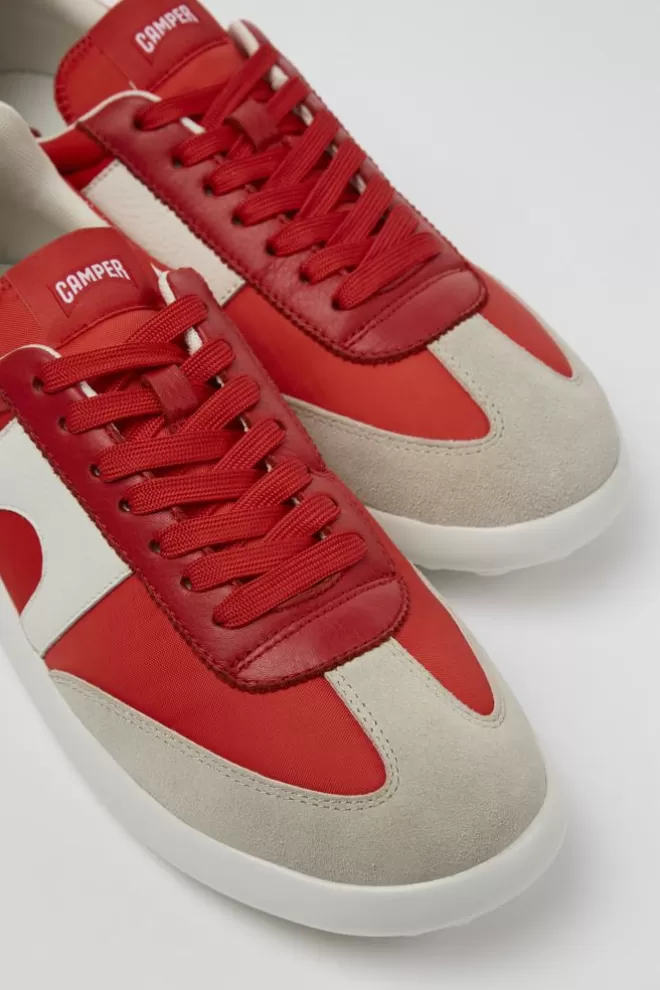 Zapatillas<Camper Sneaker De Tejido/Piel Roja Para Hombre