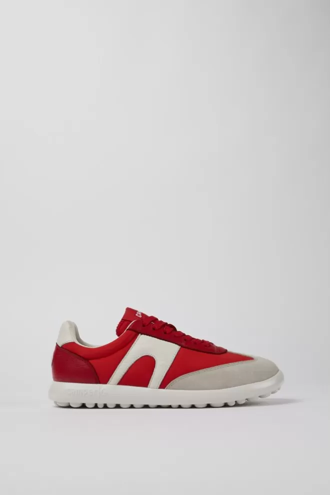 Zapatillas<Camper Sneaker De Tejido/Piel Roja Para Mujer