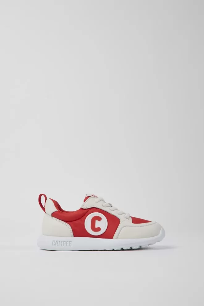 Zapatillas<Camper Sneaker Roja Y Blanca De Tejido Y Piel Para Ninos