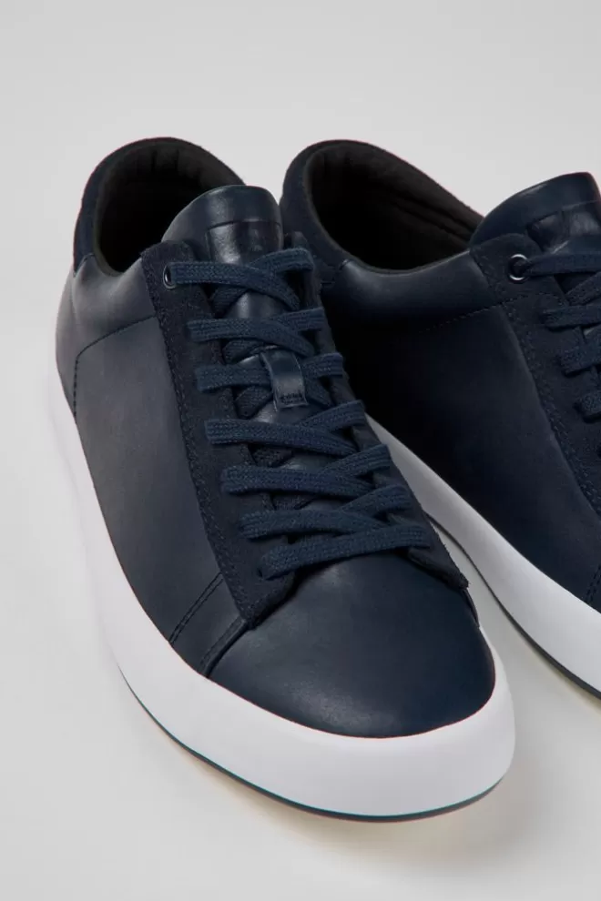 Zapatillas<Camper Sneakers Azules De Piel Y Nobuk Para Hombre