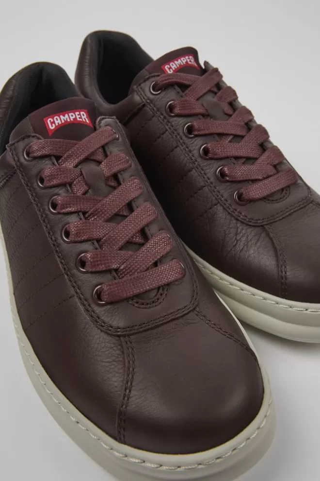 Zapatillas<Camper Sneakers Burdeos De Piel Para Hombre