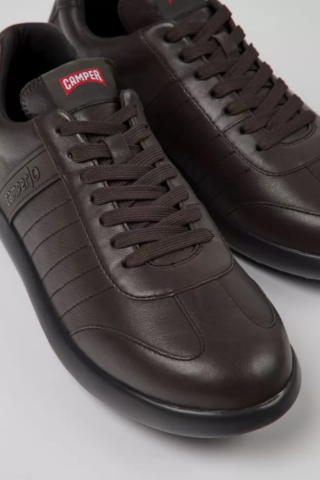 Zapatillas<Camper Sneakers De Piel Marron Oscuro Para Hombre