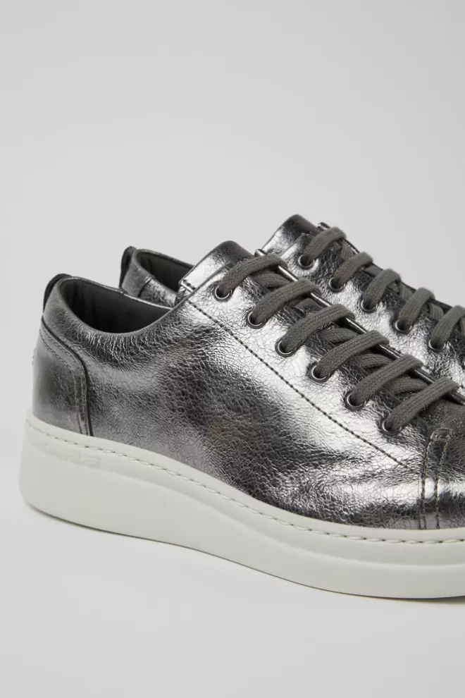 Zapatillas<Camper Sneakers Gris Metalizado De Piel Para Mujer