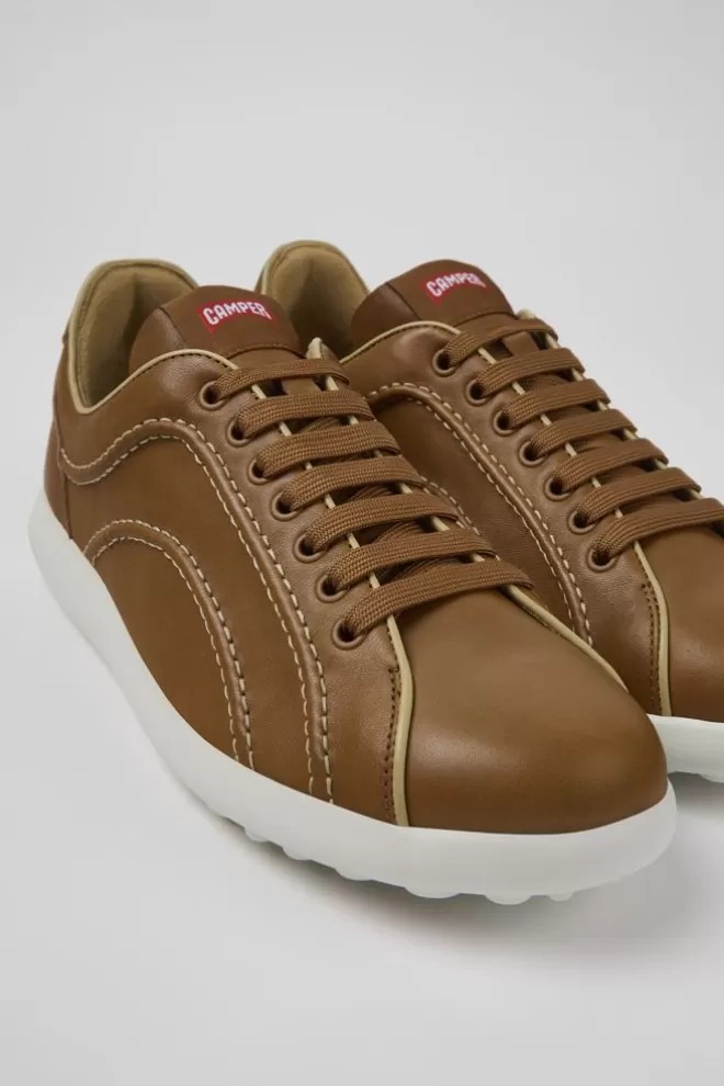 Zapatillas<Camper Sneakers Marrones De Piel Para Hombre